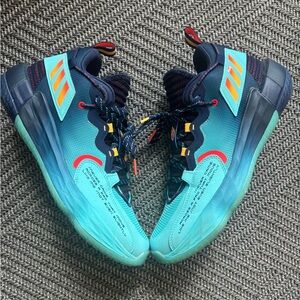 adidas Blue and Orange Athletic Shoes with Cushioned Midsole